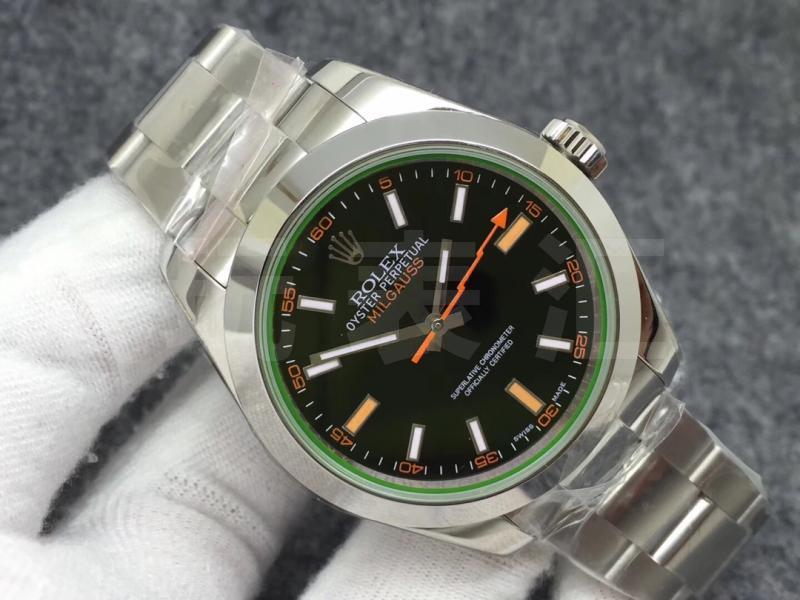 AR劳力士MILGAUSS系列116400-GV-72400黑盘腕表刻度